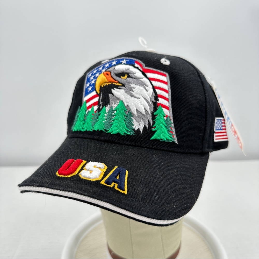 Santo Cap USA Eagle Patriotic America Hat MAGA Trump Strapback Raised Embroidery